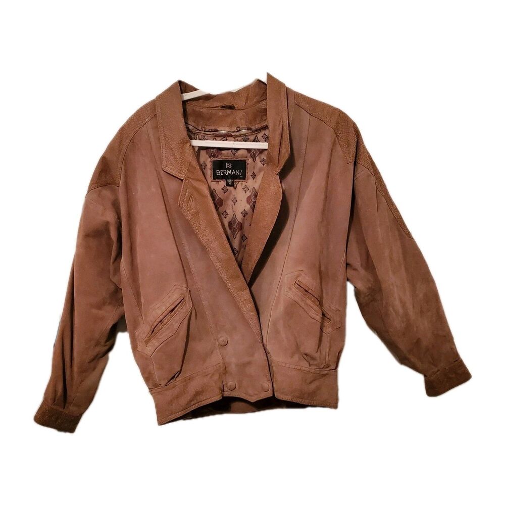 Vintage Bermans Leather Bomber Jacket Thinsulate Lined Motorcycle Brown Patina M
